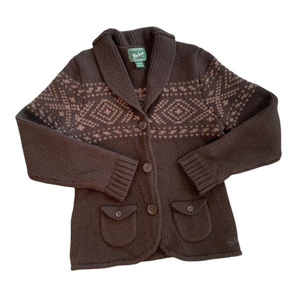 Vintage Woolrich 100% Lambs Wool Grandpa Cardigan Sweater M - Picture 1 of 6